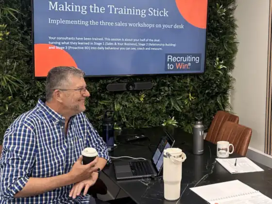 James Nathan running a Recruiting to Win® session on making training stick for recruitment managers